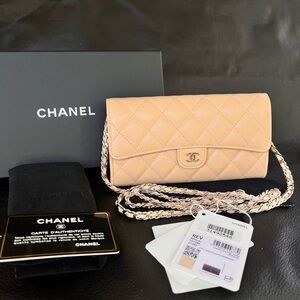 Chanel Caviar Quilted crossbody wallet with Chain